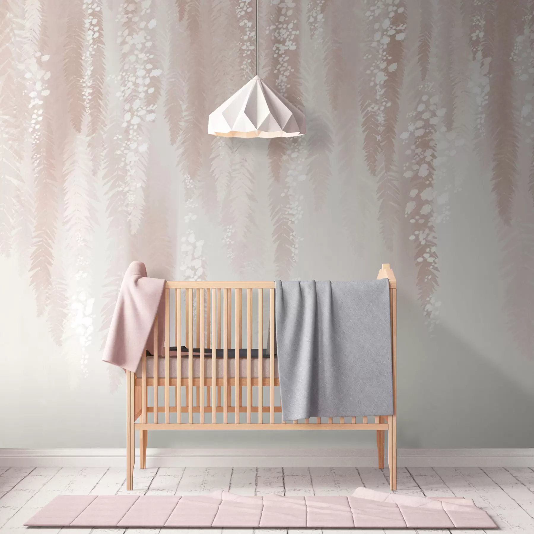 wall murals Pink willow branches with white flowers u95047