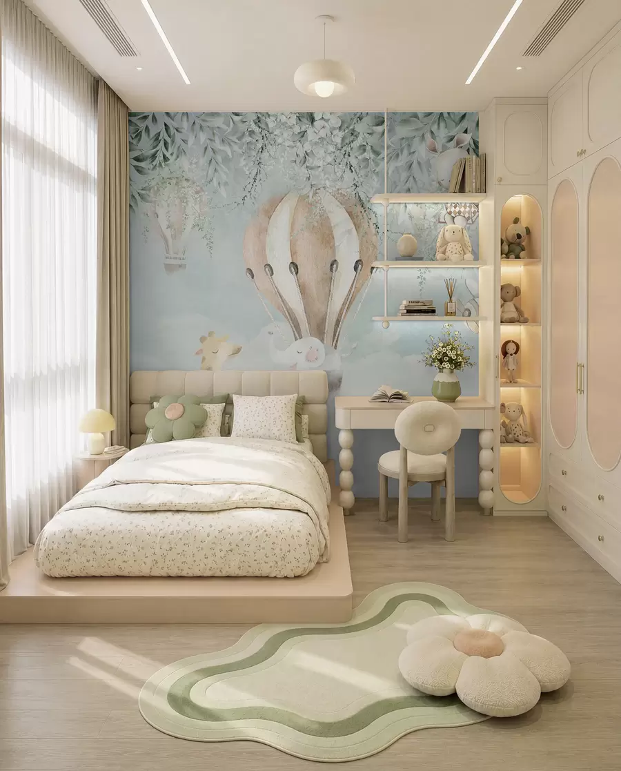 wall murals Balloon over the Garden u95429