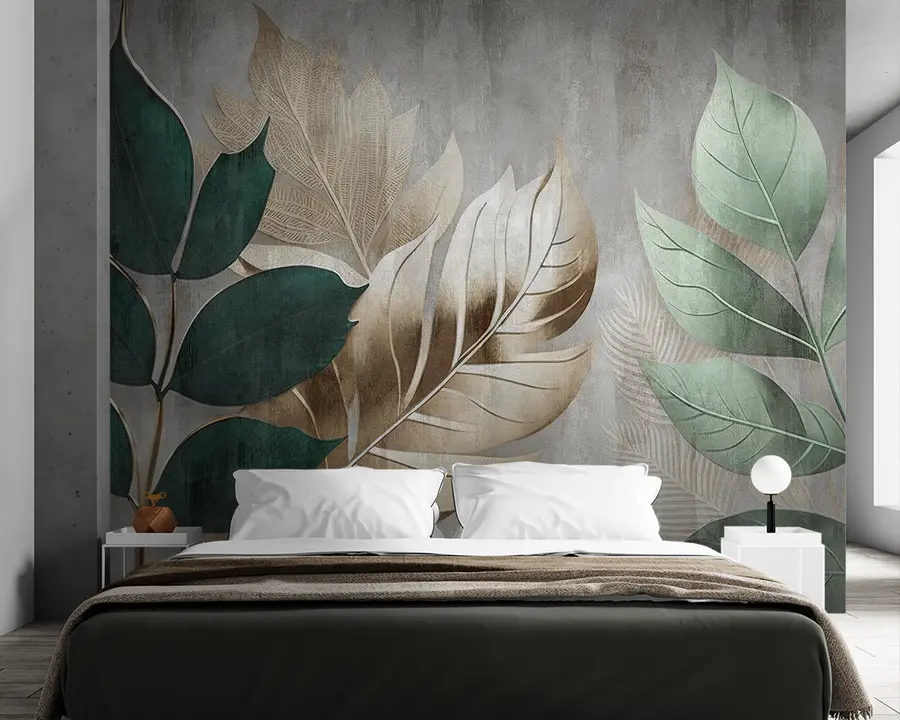 wall murals Leaves on textured background u94827