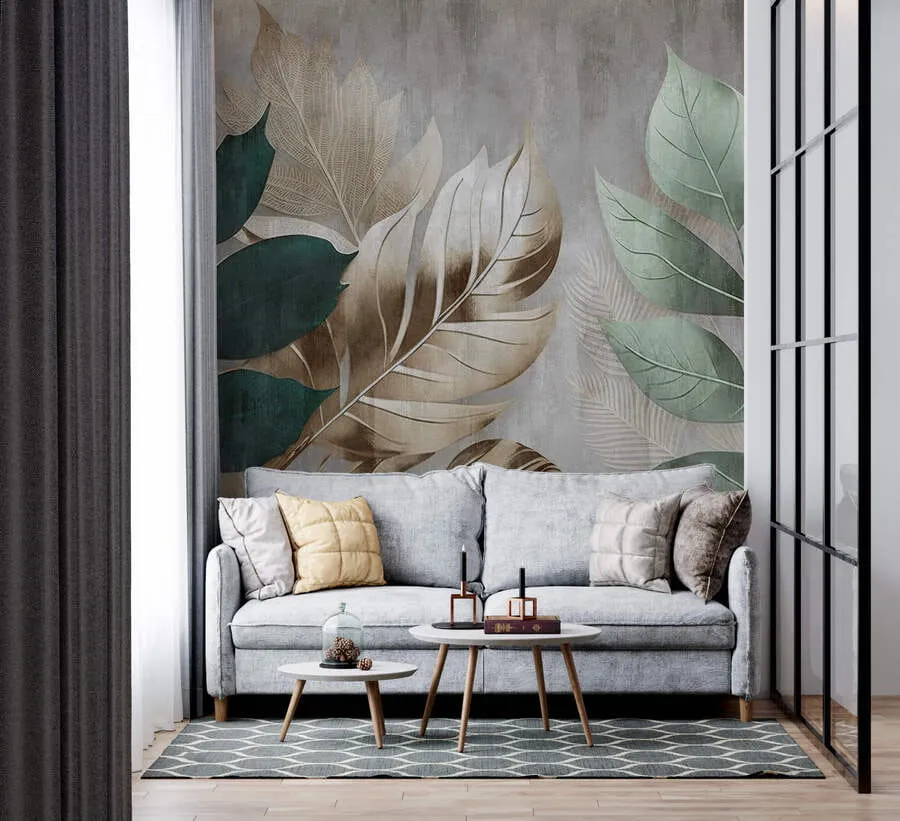 wall murals Leaves on textured background u94827