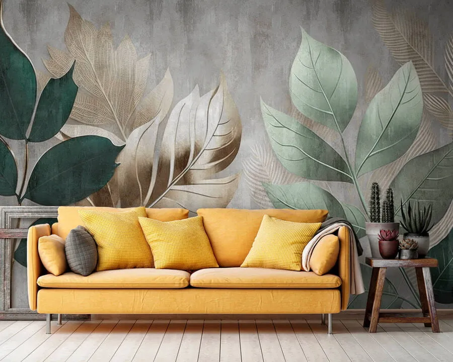 wall murals Leaves on textured background u94827