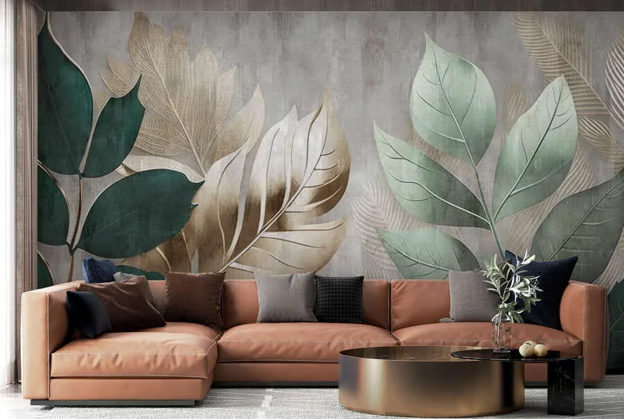 wall murals Leaves on textured background u94827