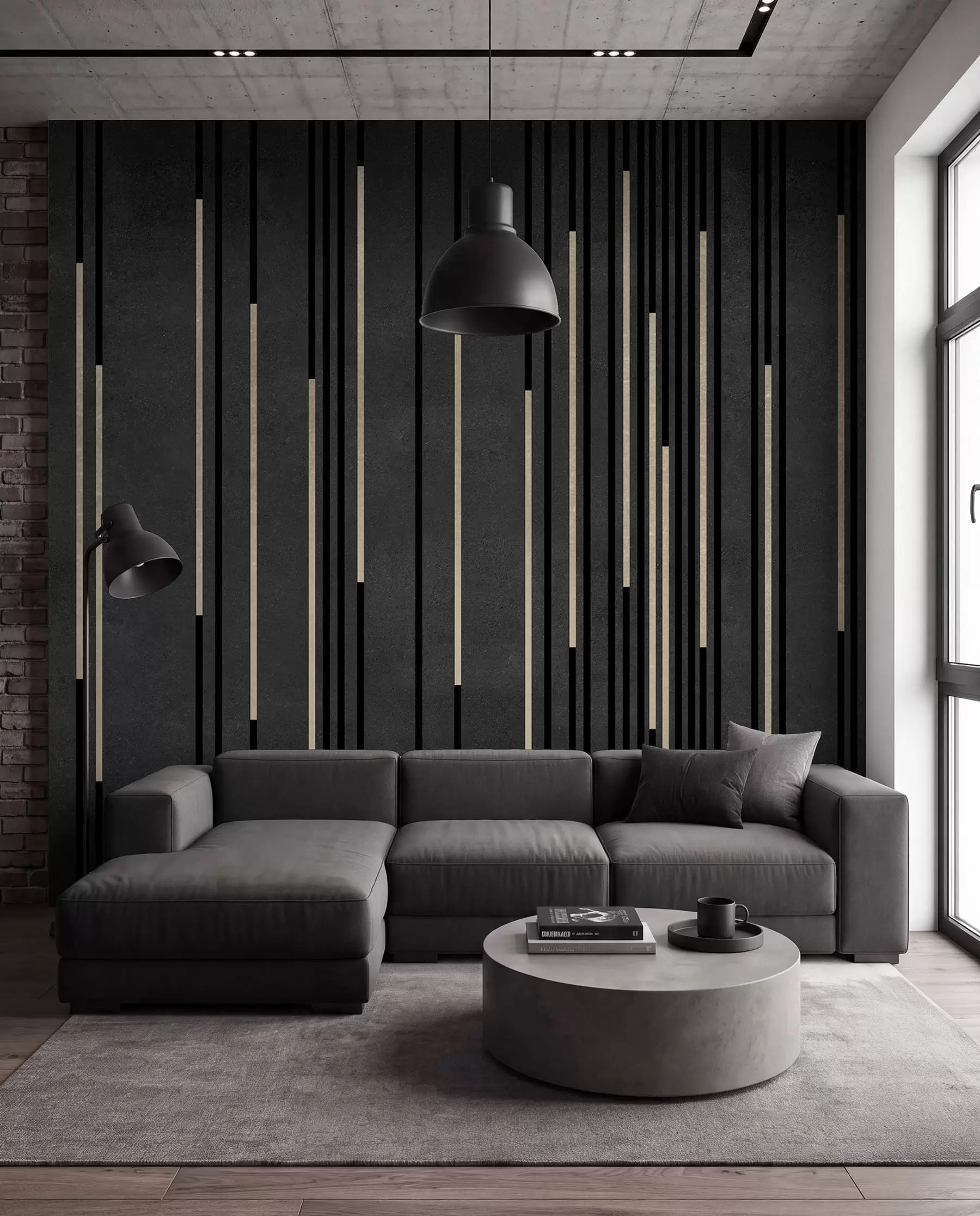 wall murals Brass Lines on Black u95905