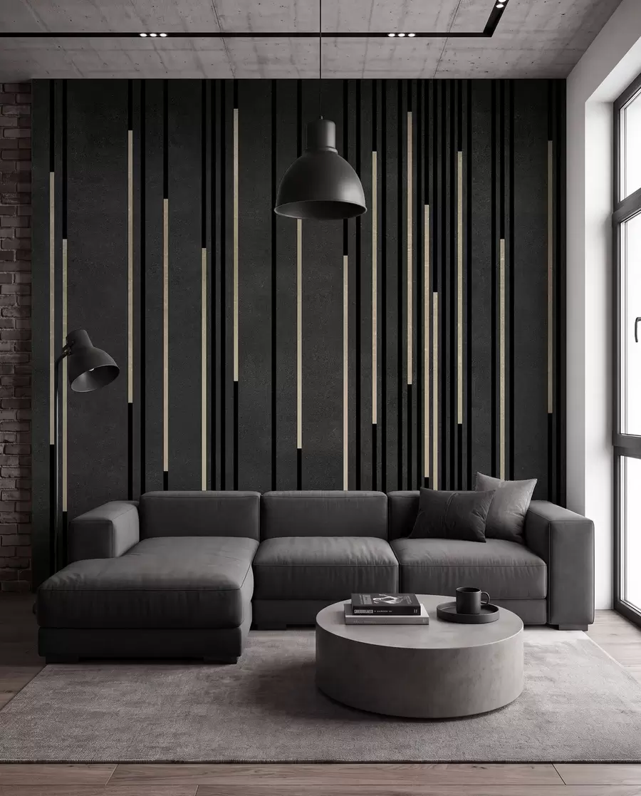 wall murals Brass Lines on Black u95905