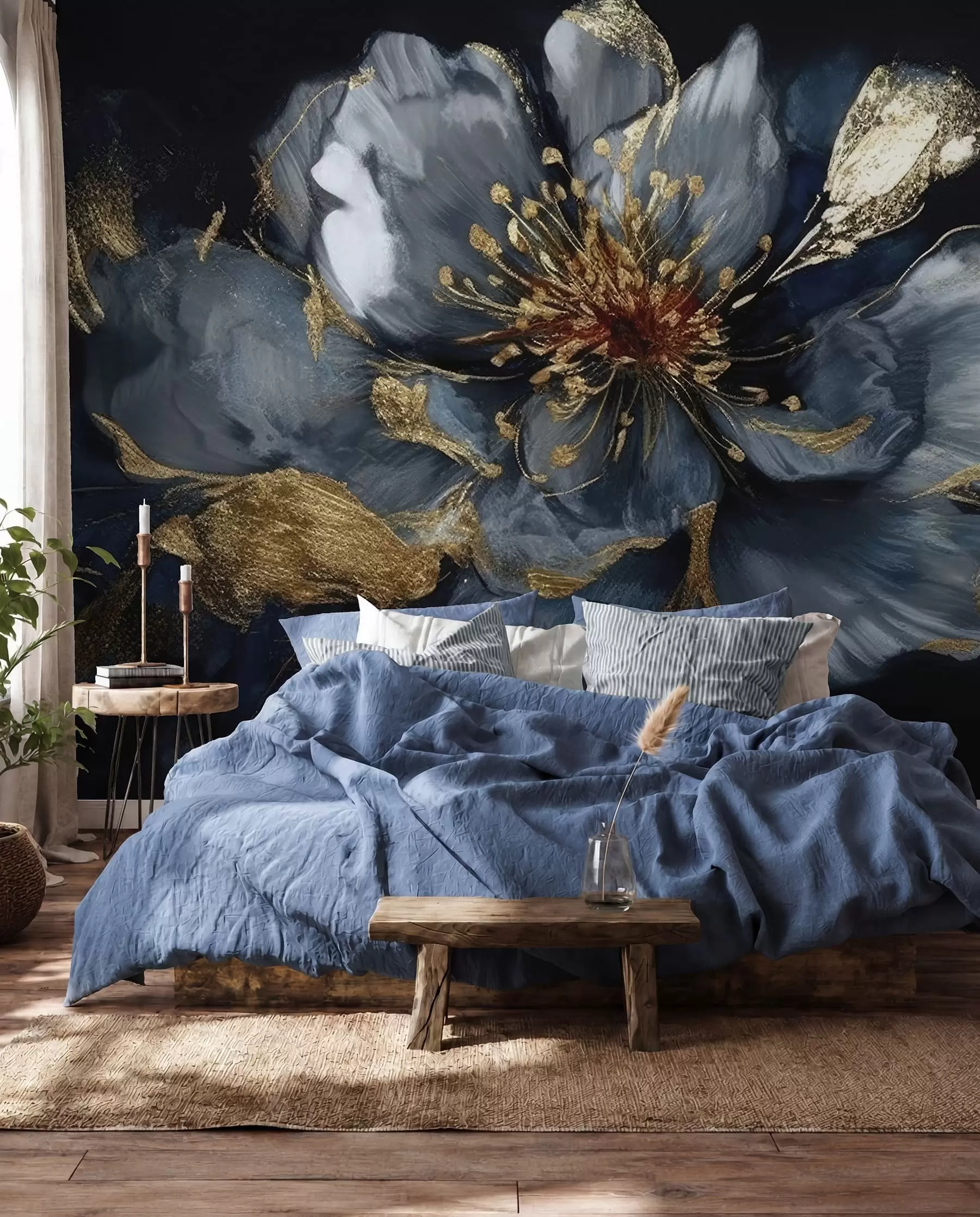 wall murals Midnight Blue Blossom u95657