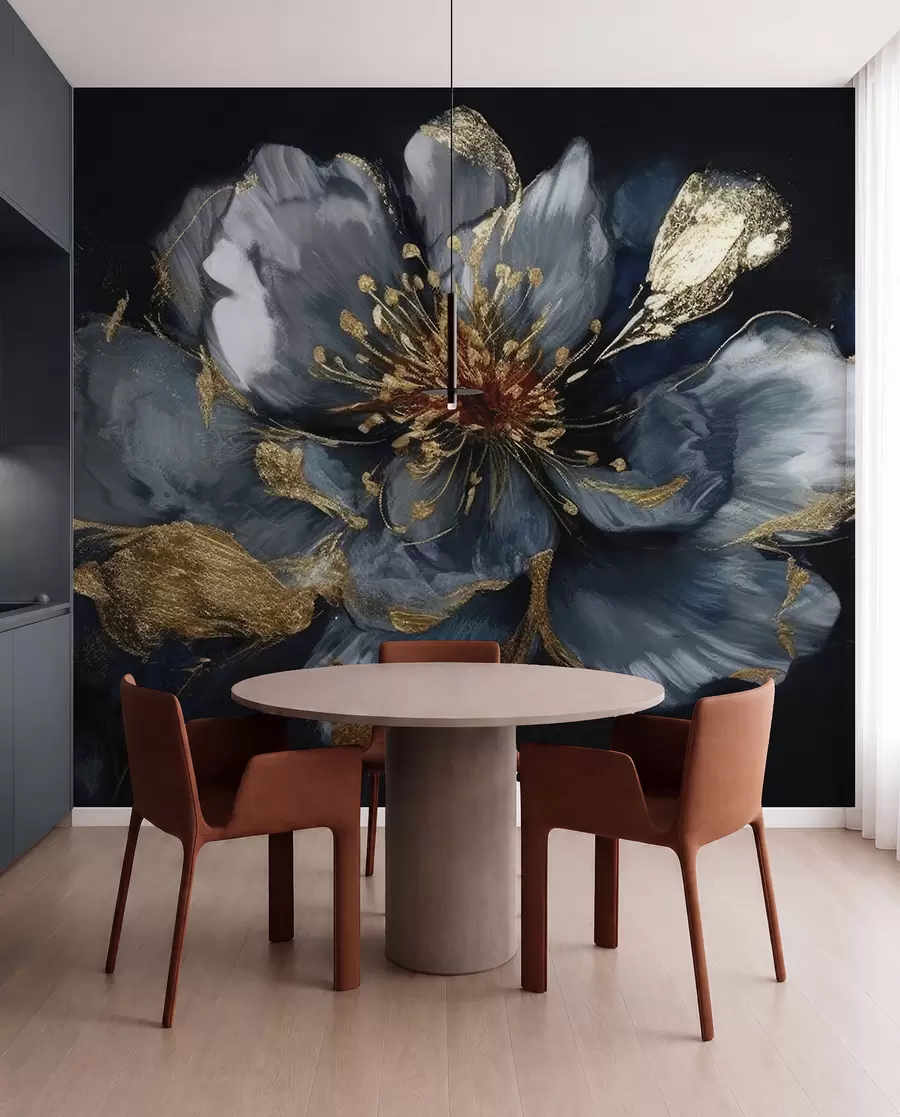 wall murals Large blue flower with veins u95657