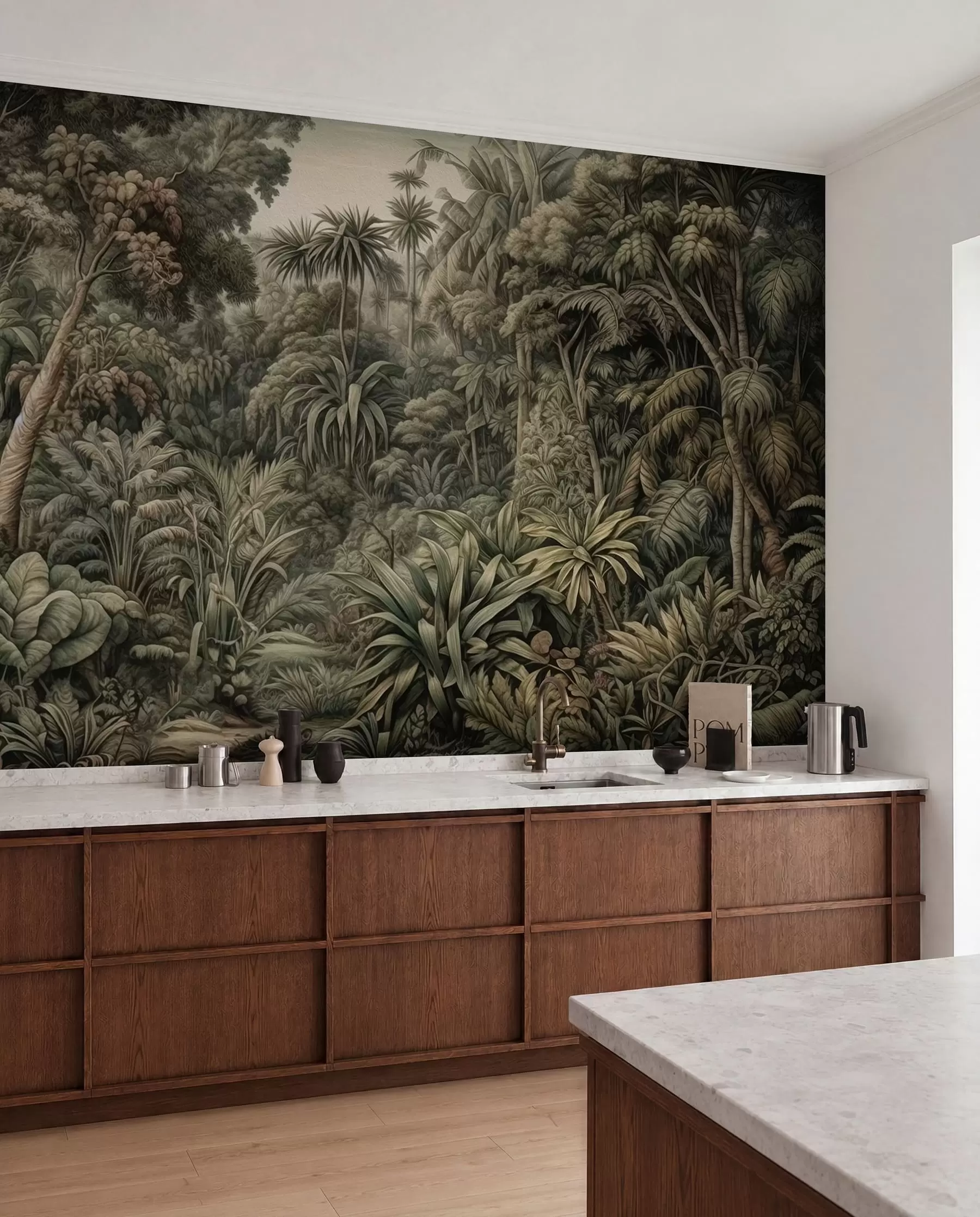 wall murals Beautiful abstract green jungle with tropical leaves u96093