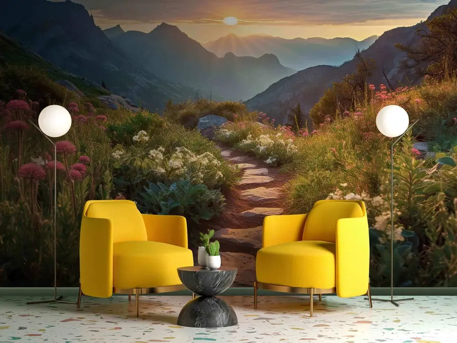 wall murals Mountain landscape flower road u96205