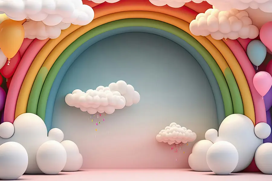 wall murals 3D rainbow with clouds u96291