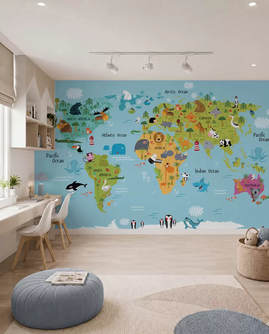 wall murals Map, world e line u16689