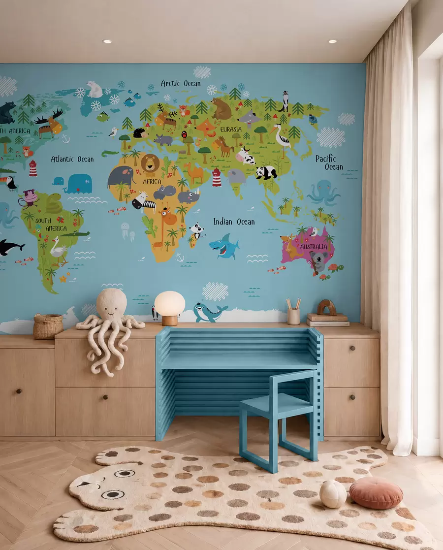 wall murals Map, world e line u16689