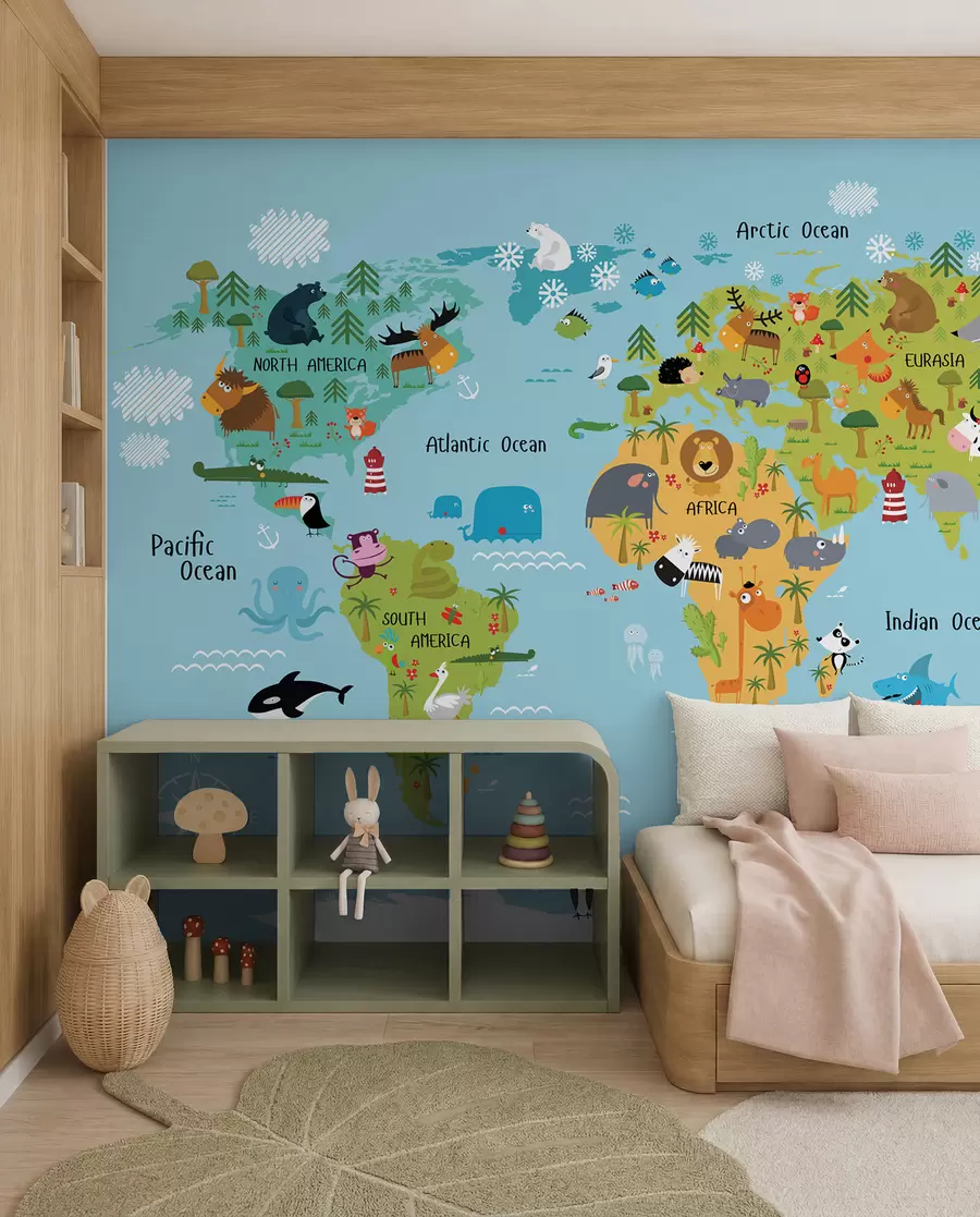 wall murals Map, world e line u16689