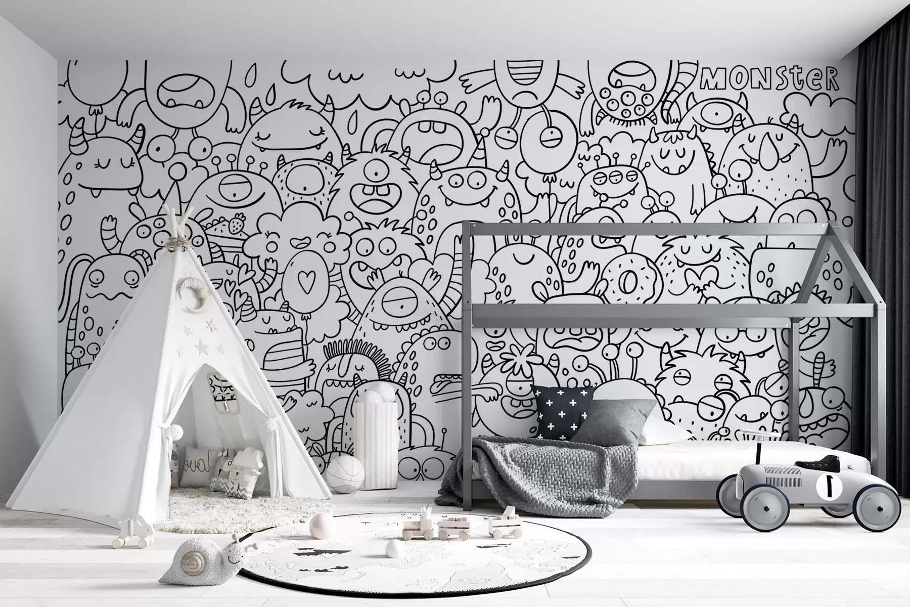 wall murals Wallpaper coloring Children's funny monsters u96393