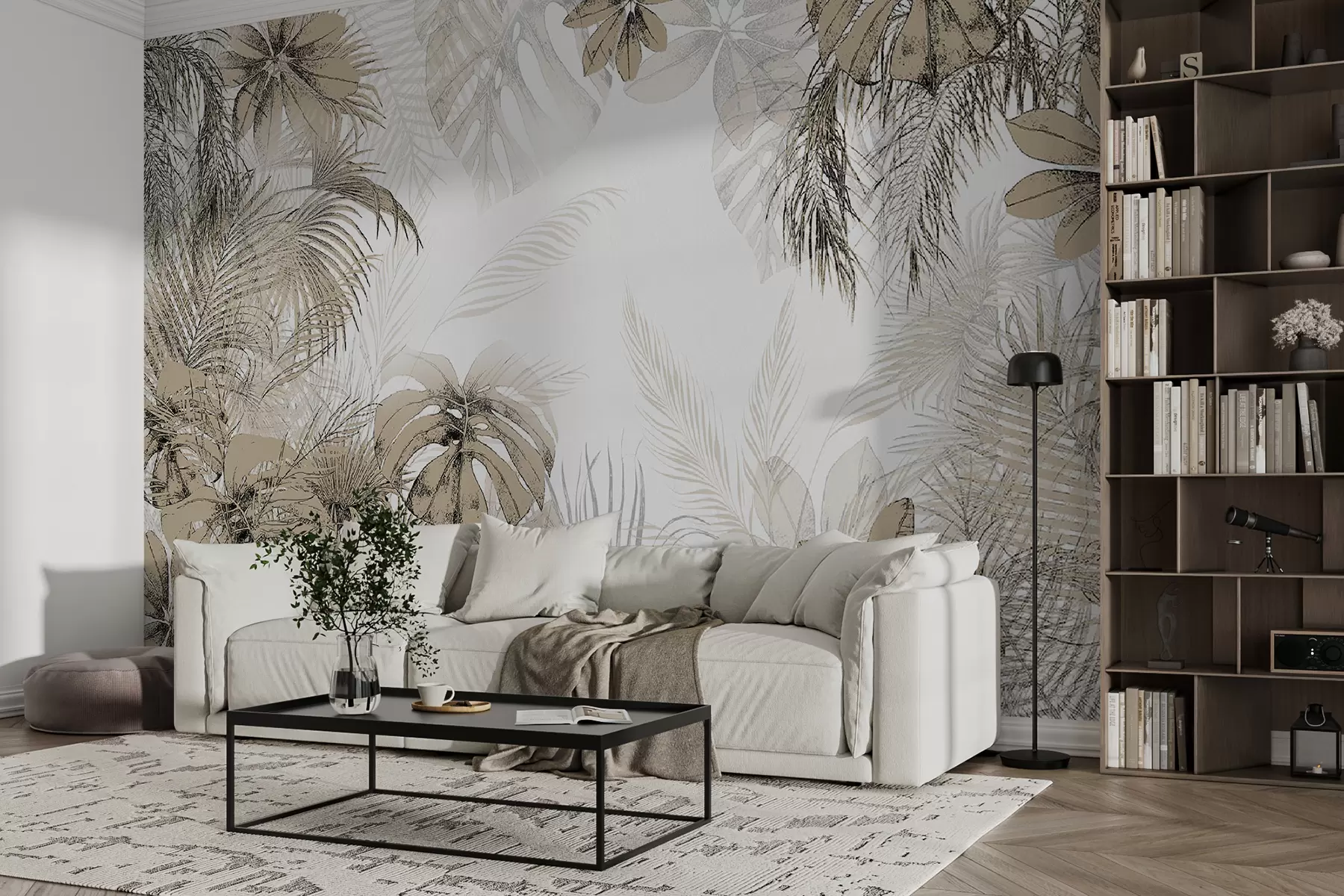 wall murals Tropical trees and leaves in the forest on a white background u96472