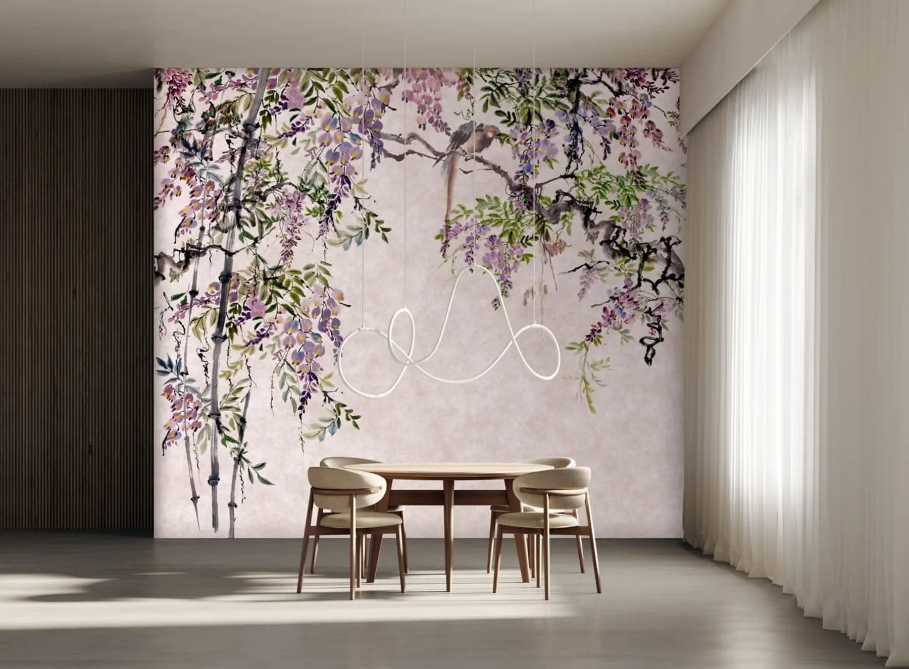 wall murals Wisteria wisteria flowers in vintage style u94621