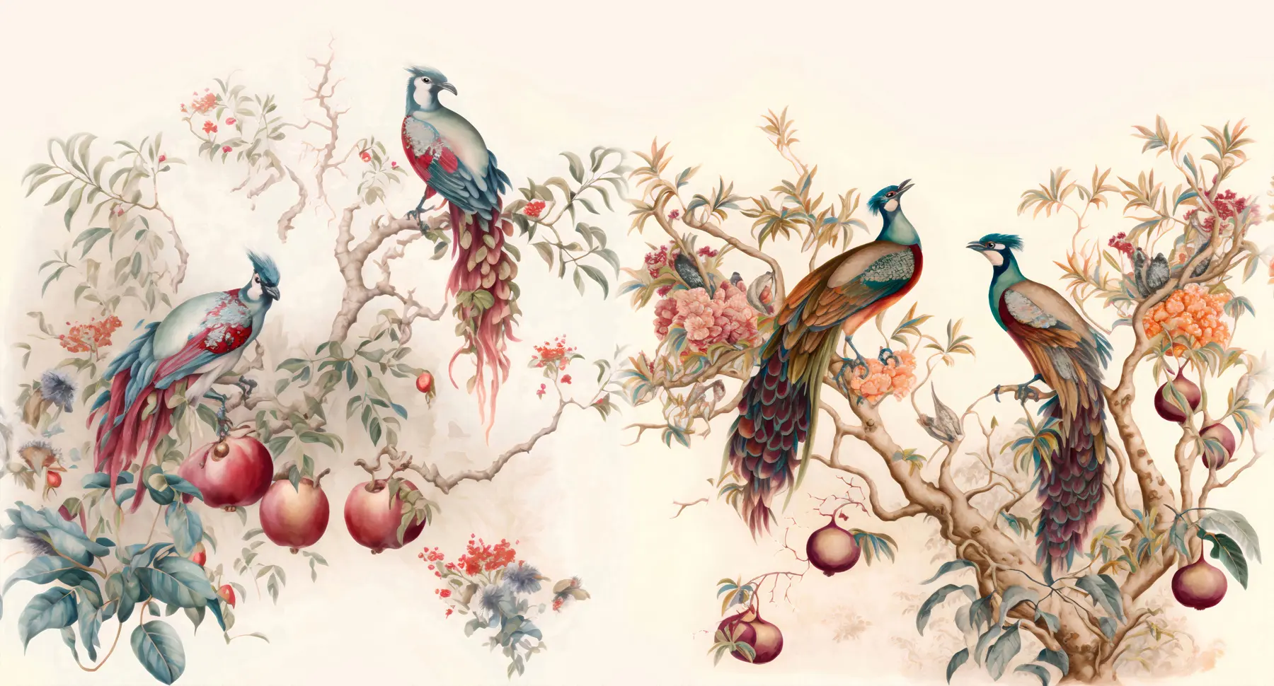 wall murals Birds on the branches of a pomegranate u95667