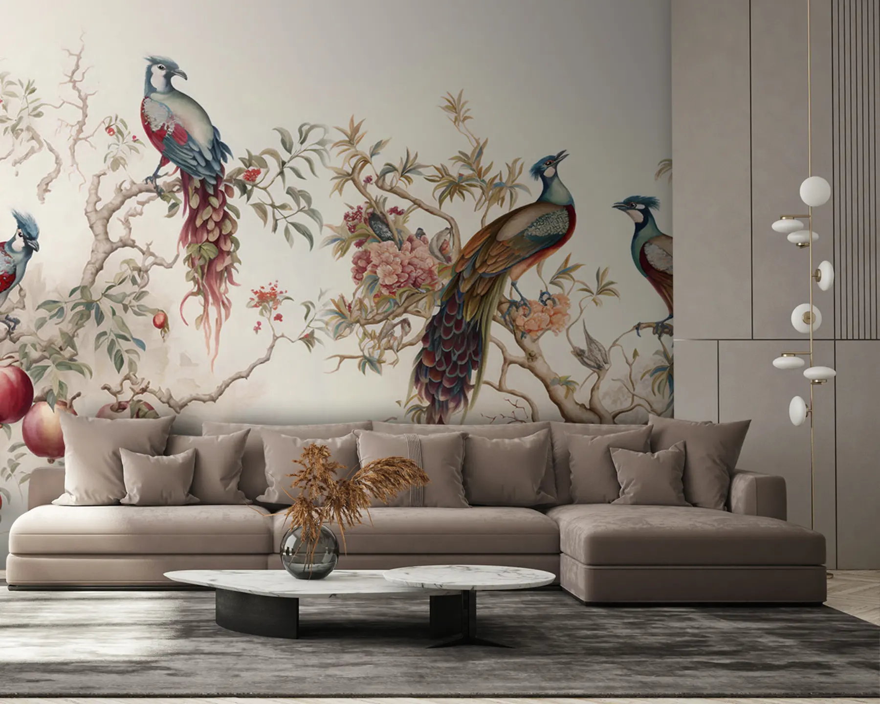 wall murals Birds on the branches of a pomegranate u95667
