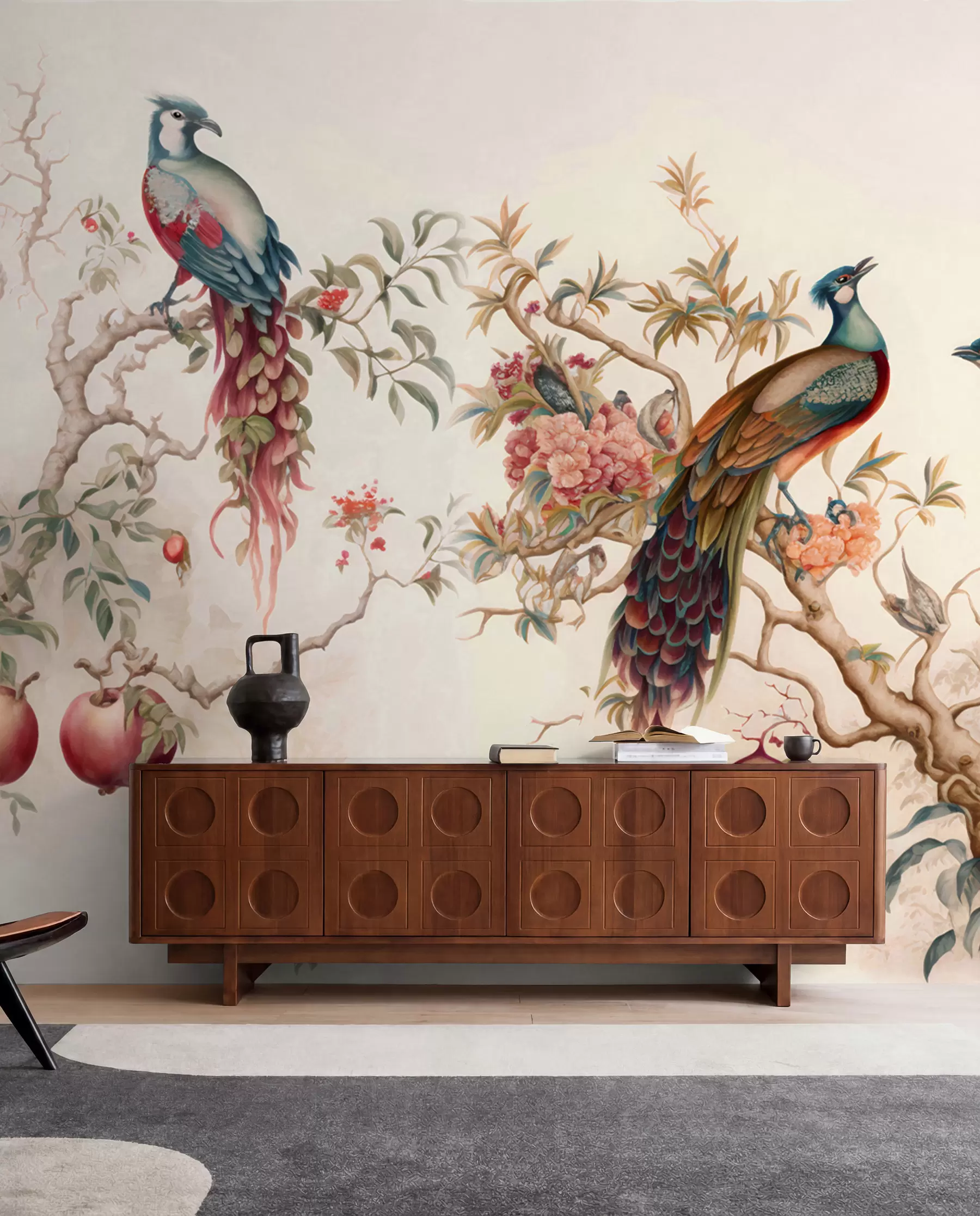 wall murals Birds on the branches of a pomegranate u95667