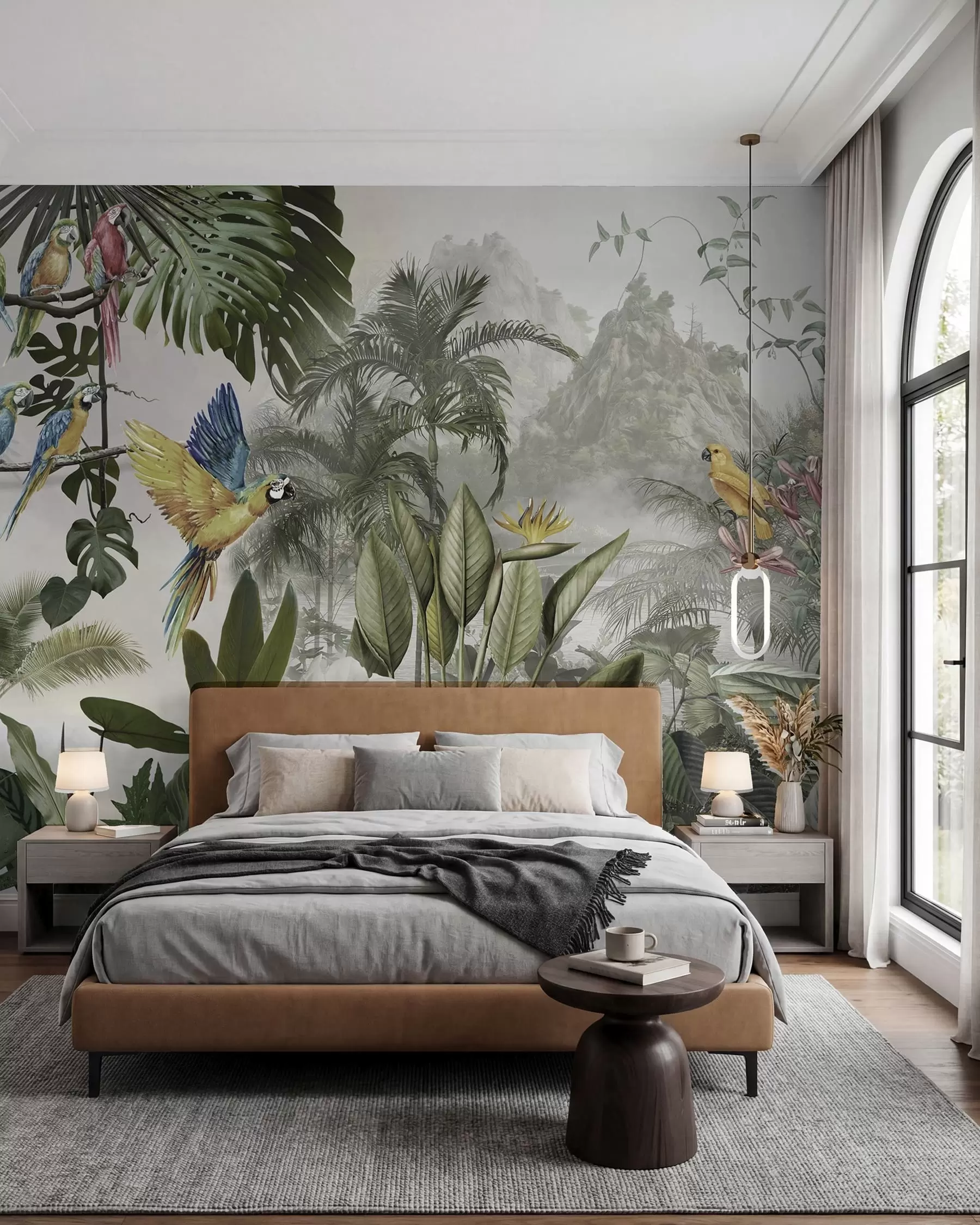 wall murals Parrots among Palm Fronds u95693