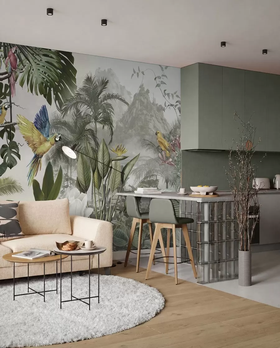 wall murals Parrots in the rainforest u95693