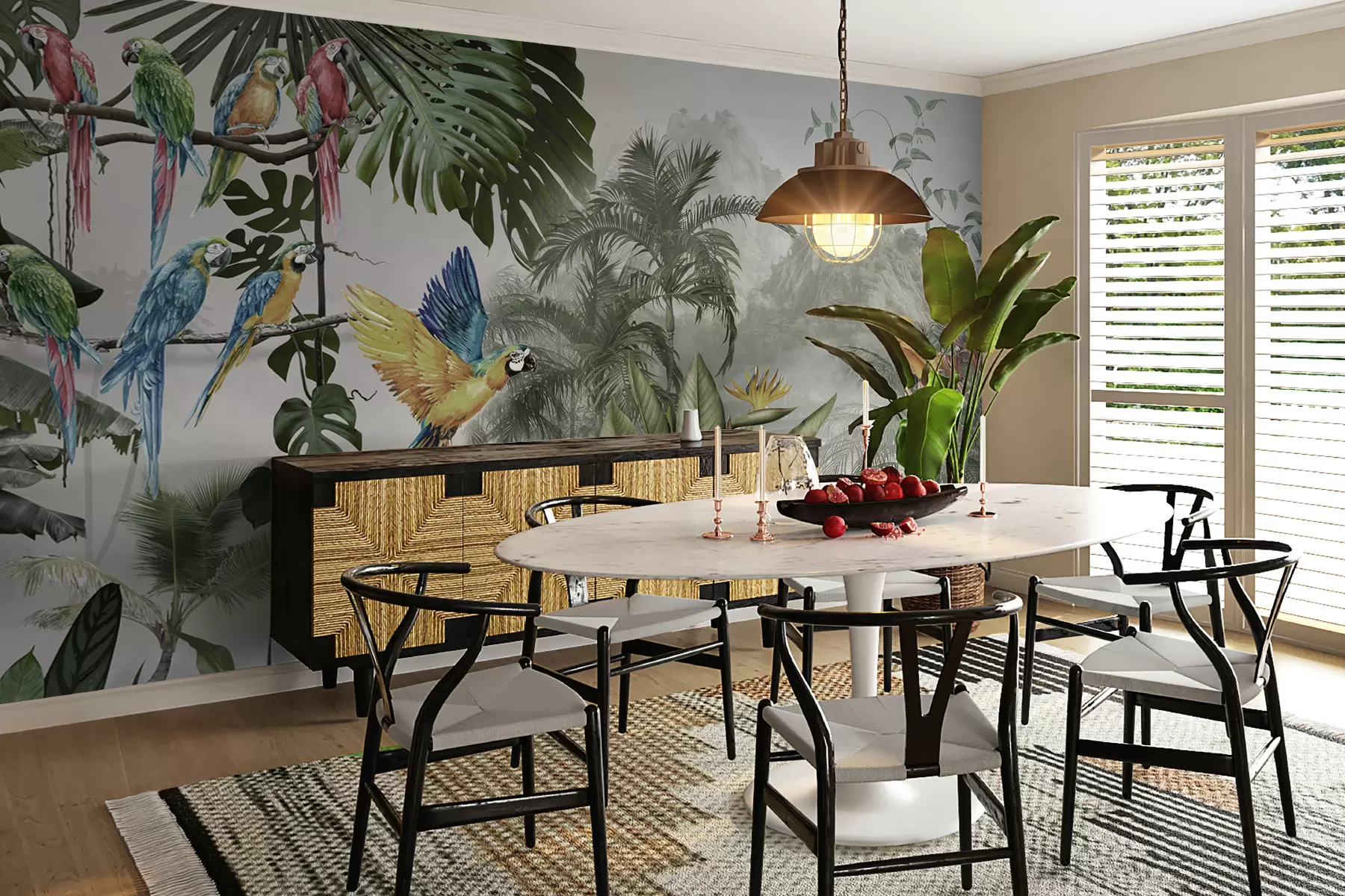 wall murals Parrots in the rainforest u95693