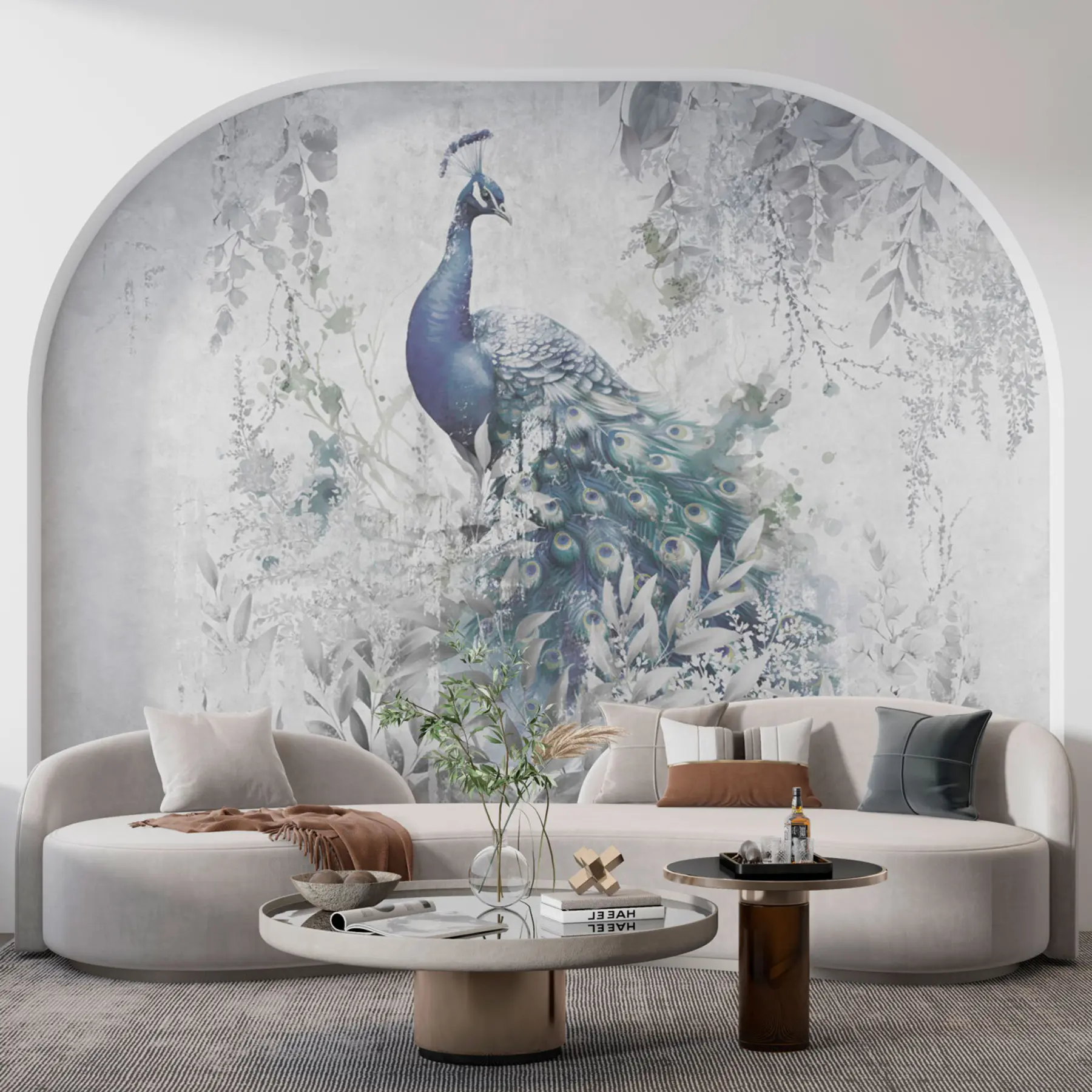 wall murals Fragile peacock on grunge concrete background u96727