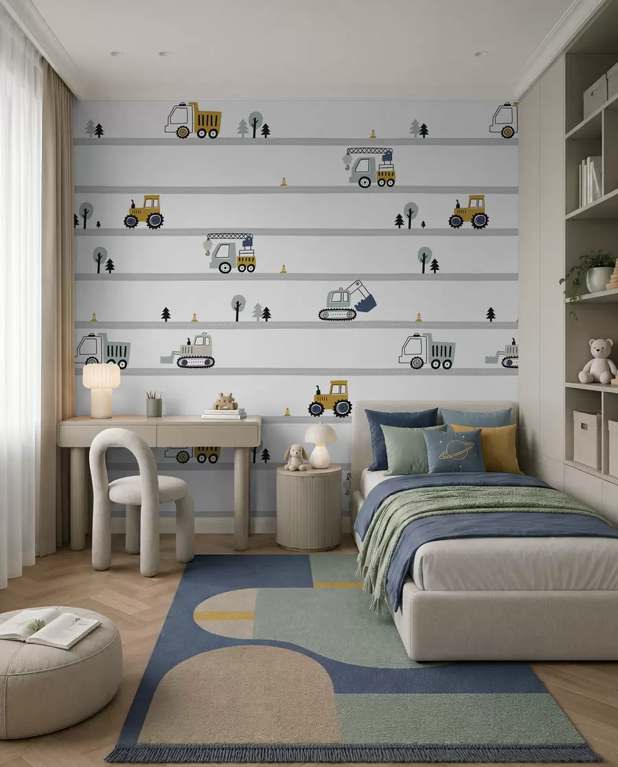 wall murals Little Construction Roads u96465