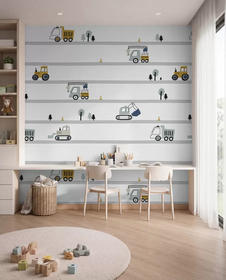 wall murals Little Construction Roads u96465