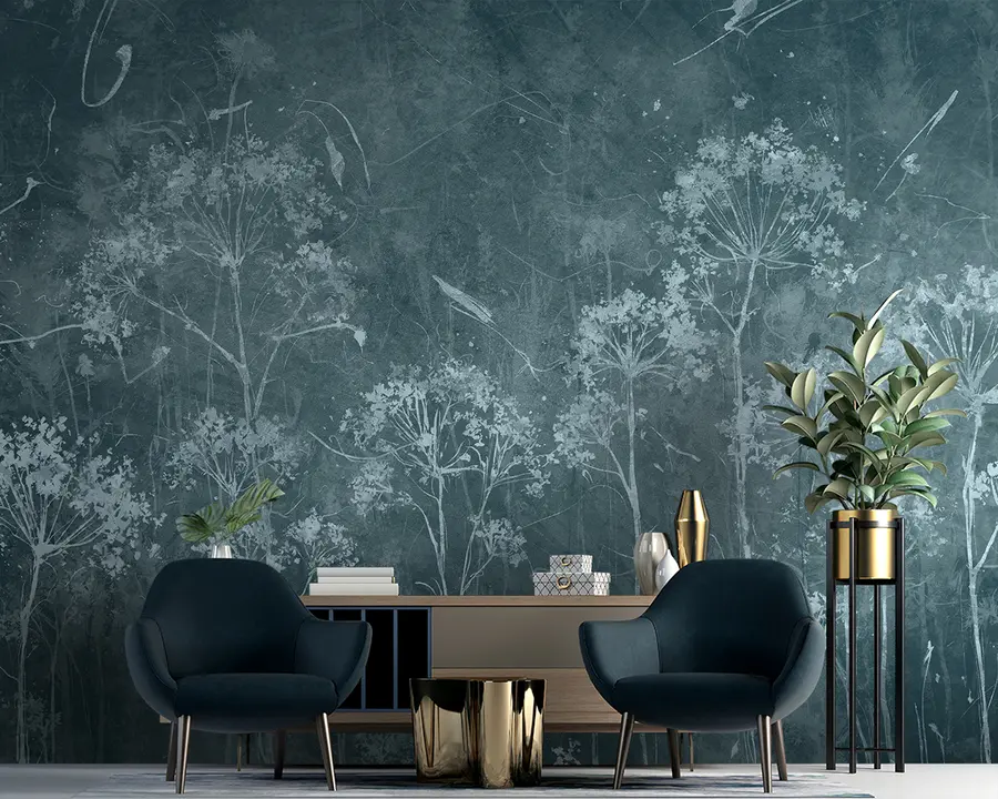 wall murals Wildflowers in grunge style u96551