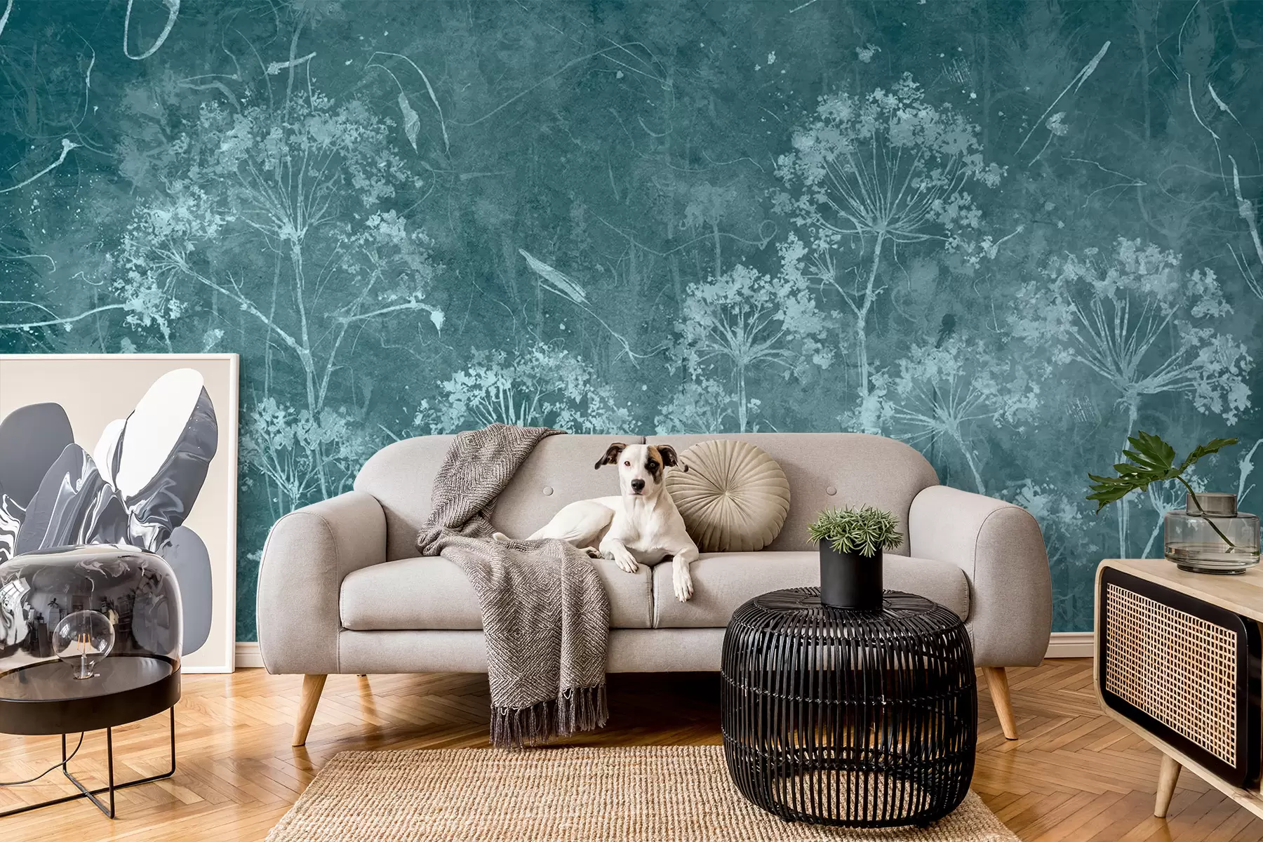 wall murals Wildflowers in grunge style u96551