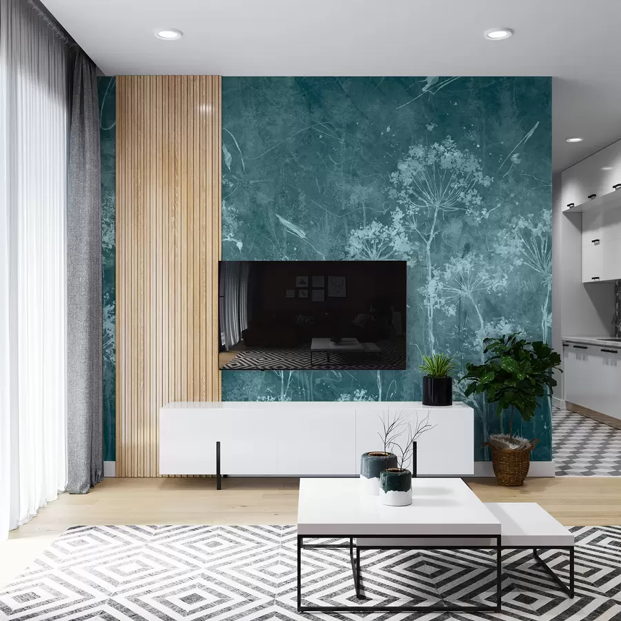 wall murals Wildflowers in grunge style u96551