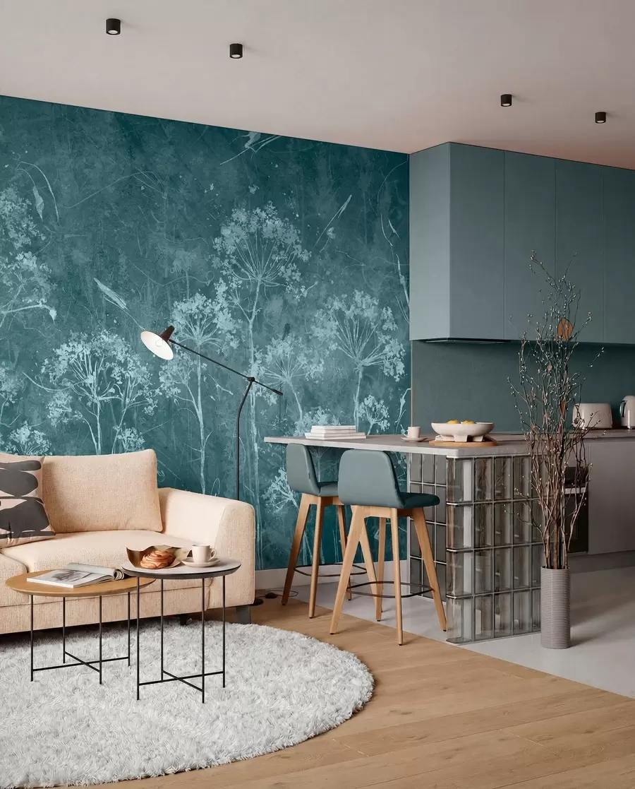 wall murals Wildflowers in grunge style u96551
