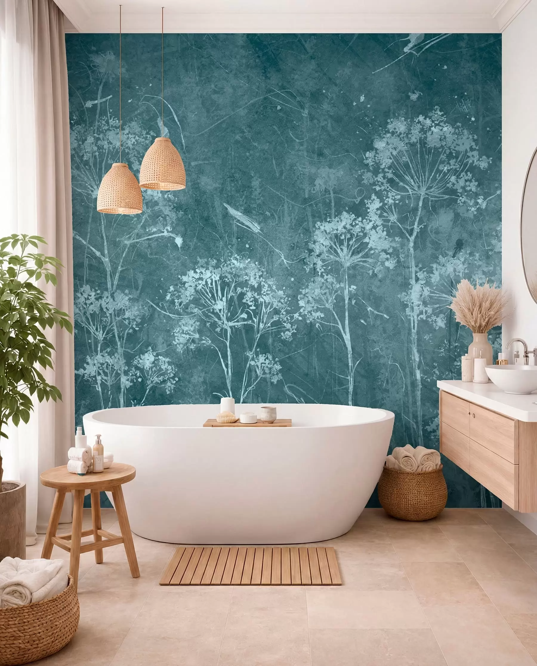 wall murals Meadow on Weathered Teal u96551