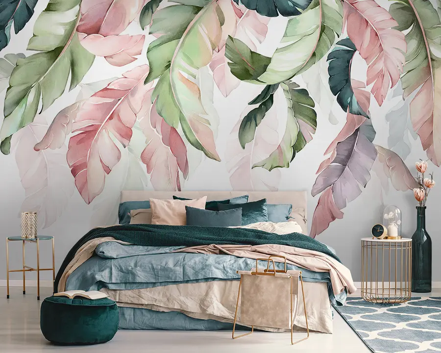 wall murals watercolor banana leaves u96557