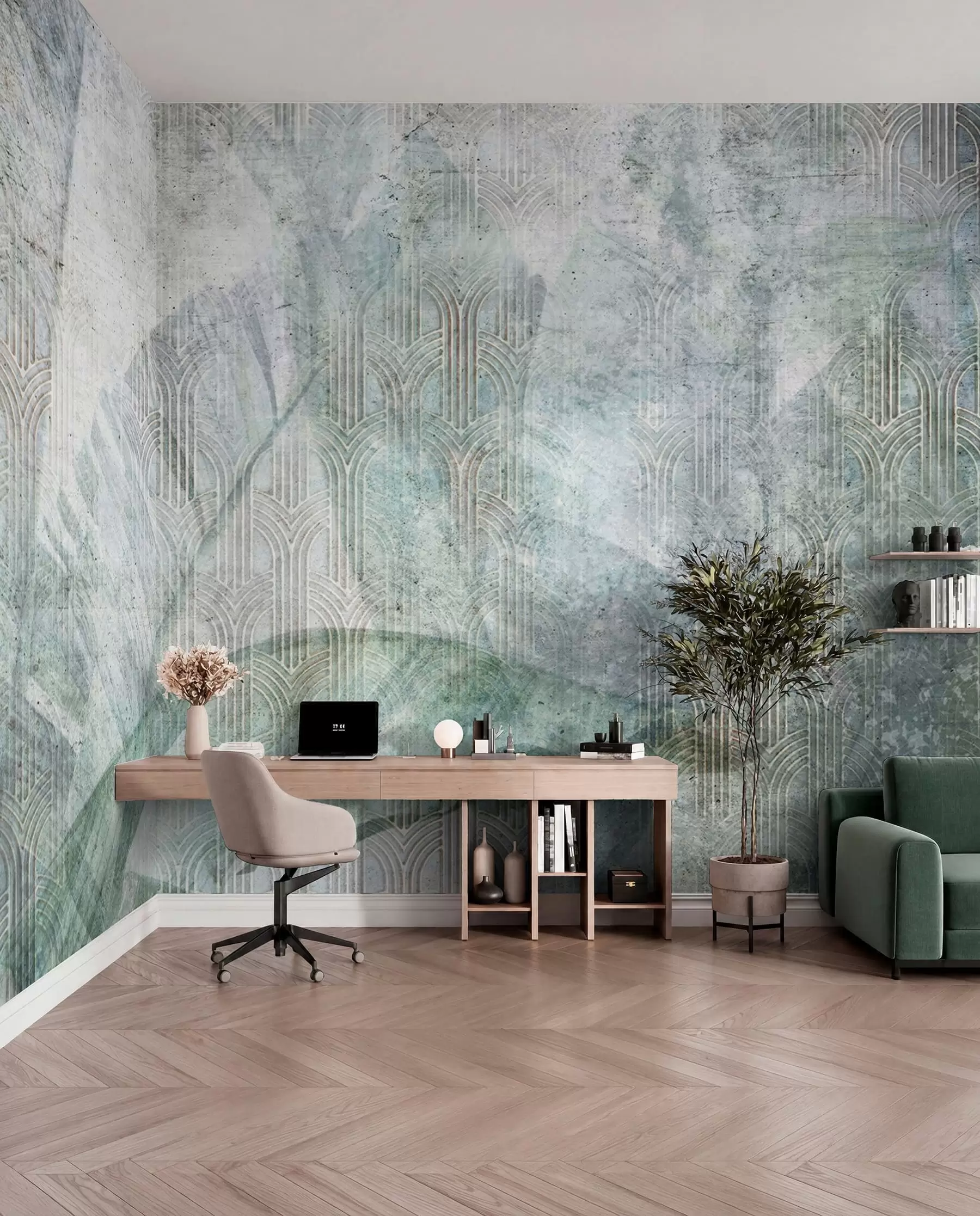 wall murals Verdigris Leaves u96927