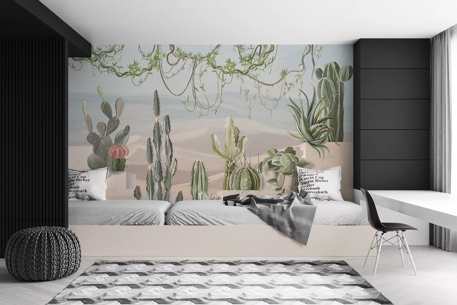 wall murals 3D nature wallpaper with cactus and tropical view u96445