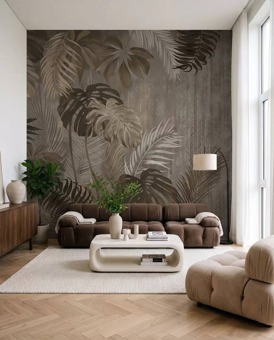 wall murals Tropical leaves in grunge style u97012
