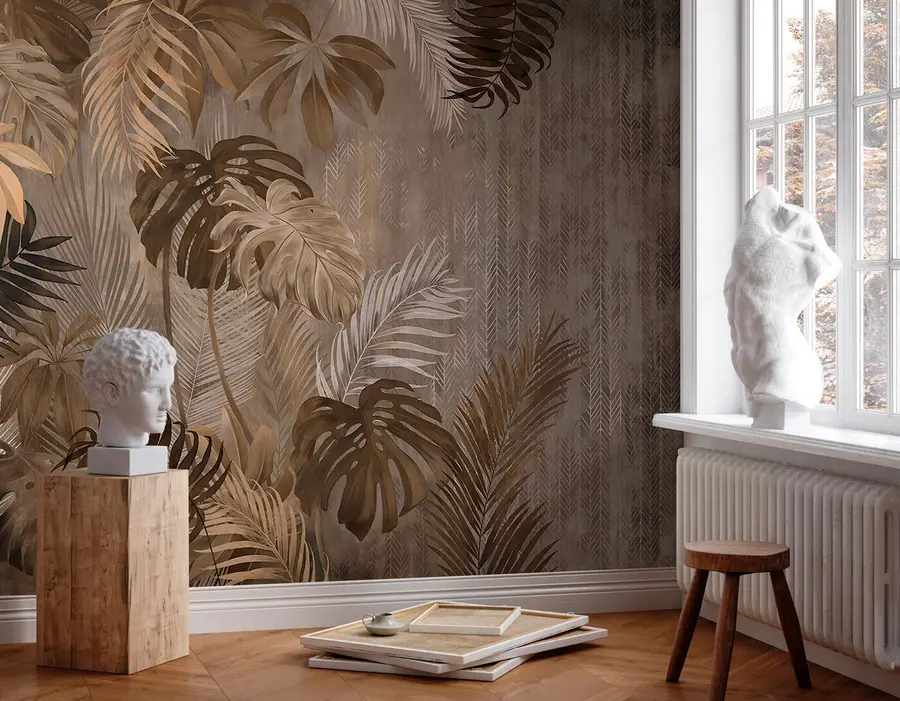 wall murals Tropical leaves in grunge style u97012
