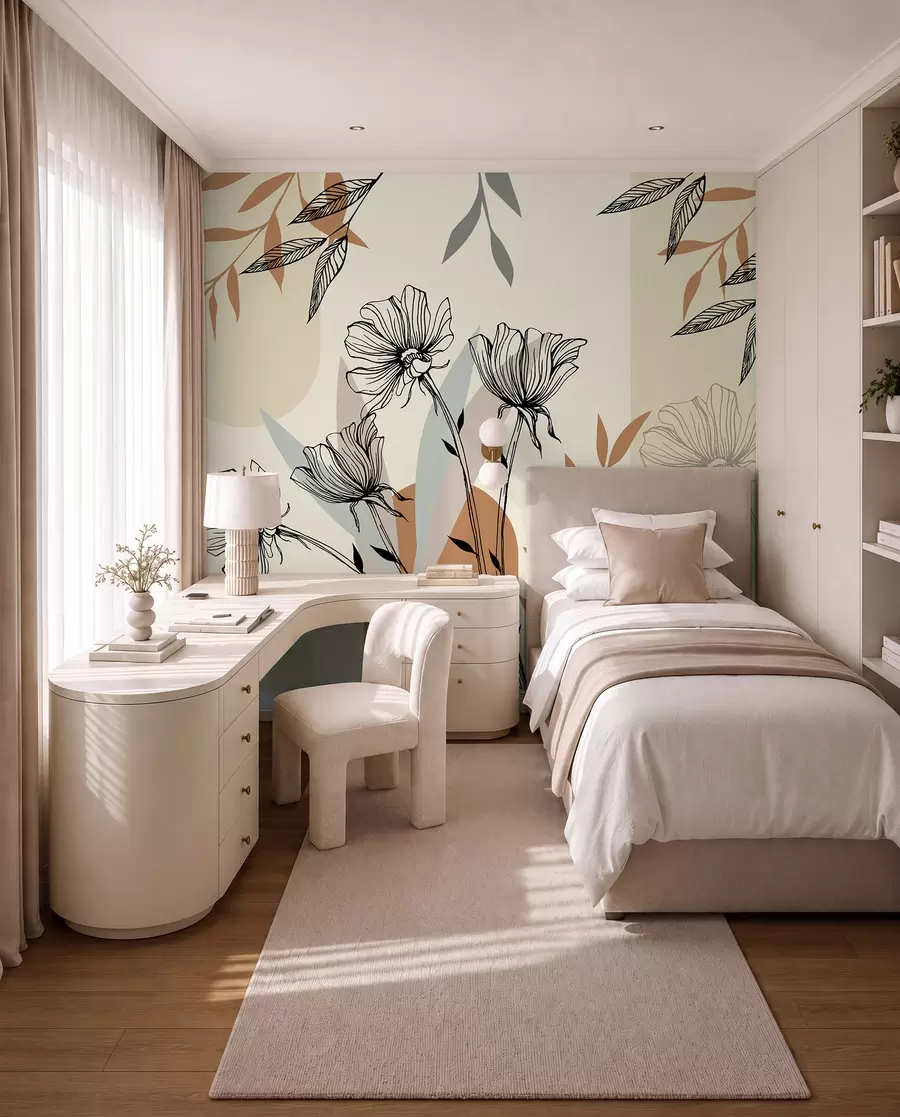 wall murals Popular trellises in the boho style with flowers u97028