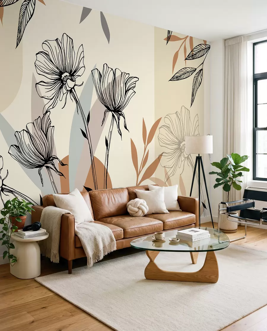 wall murals Popular trellises in the boho style with flowers u97028