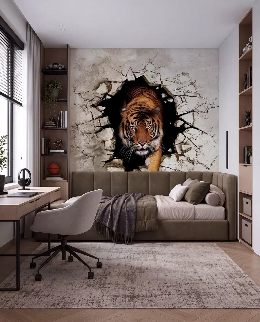 wall murals Tiger Breaking Through u97031