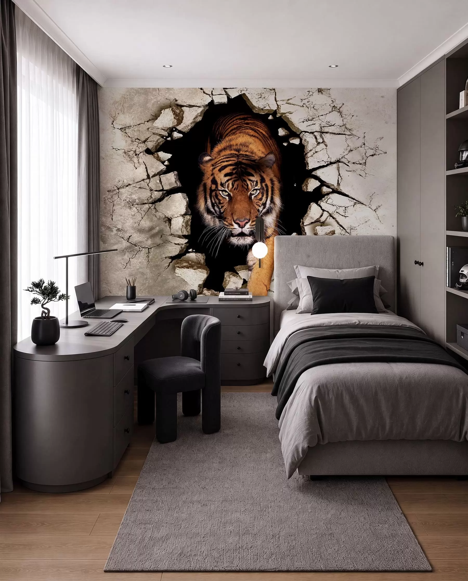 wall murals Tiger Breaking Through u97031