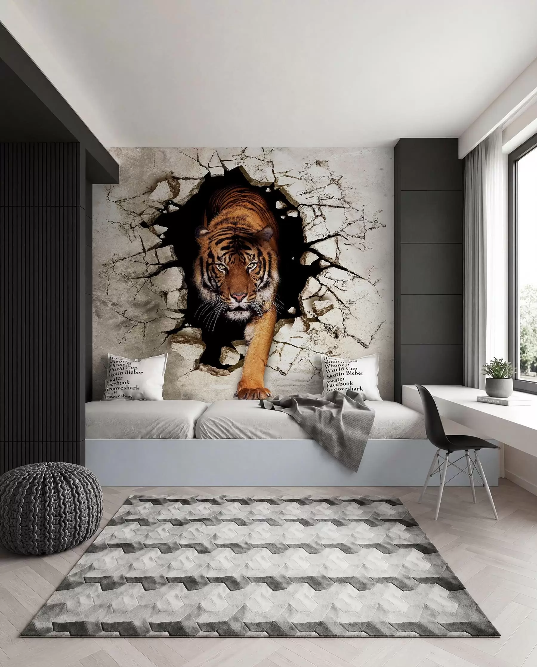 wall murals Tiger Breaking Through u97031