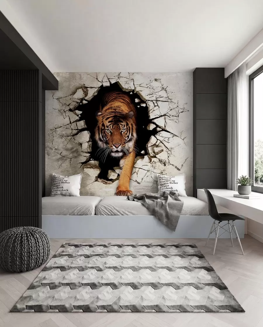 wall murals Tiger Breaking Through u97031