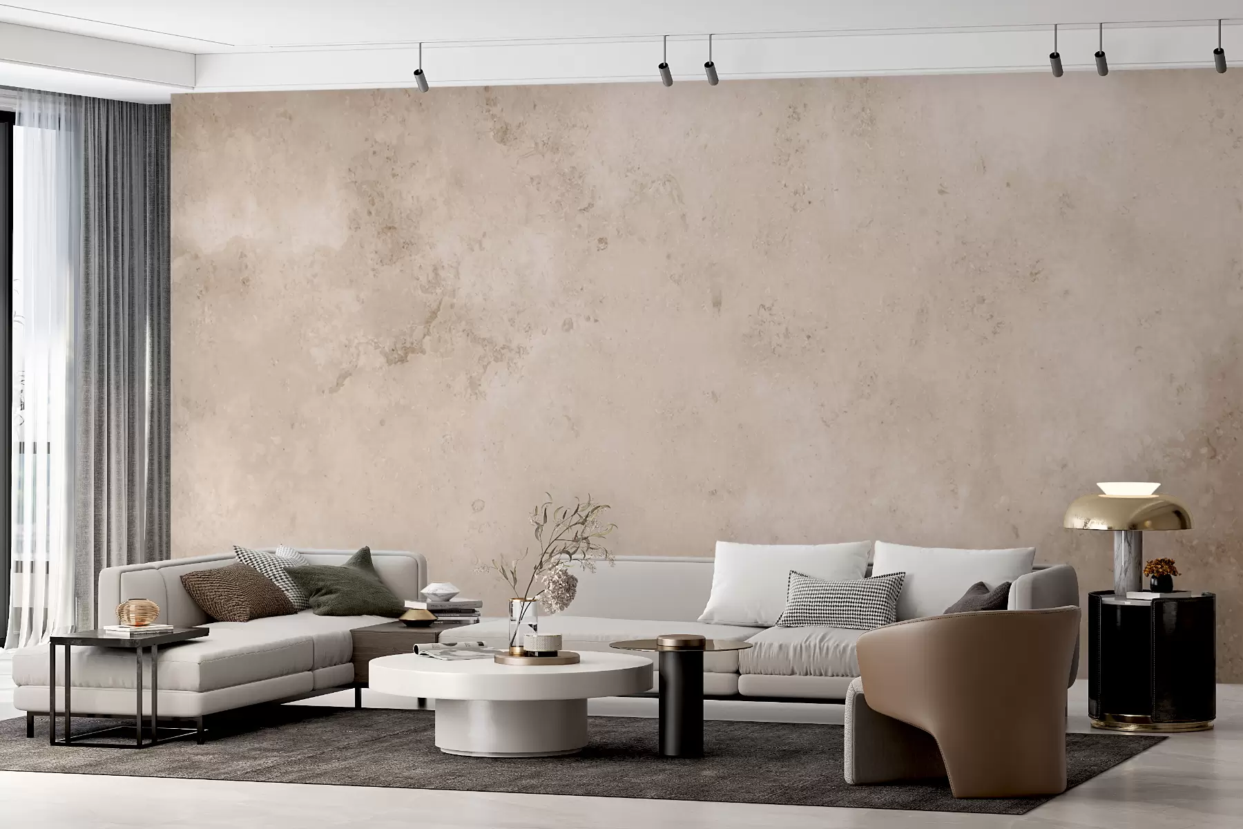 wall murals Beige concrete wall u97236