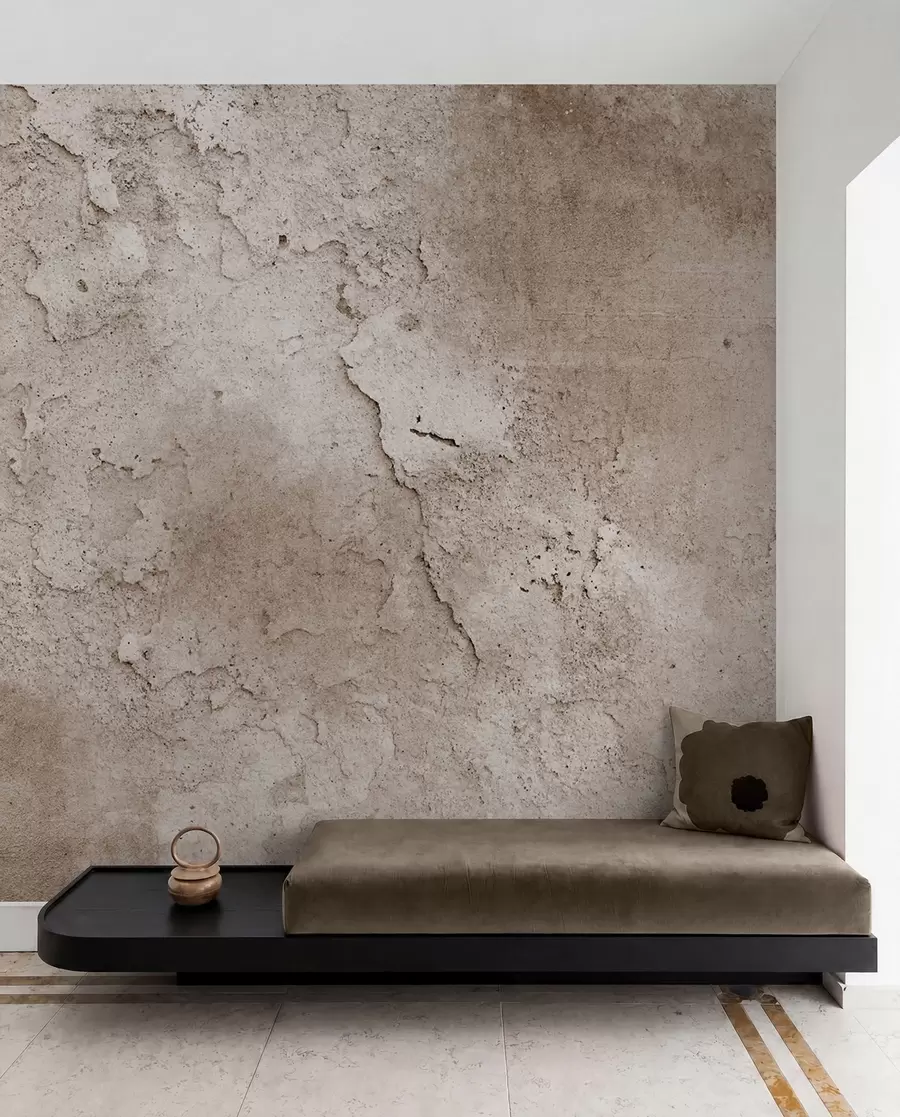 wall murals Brown concrete wall with rough edges u97237