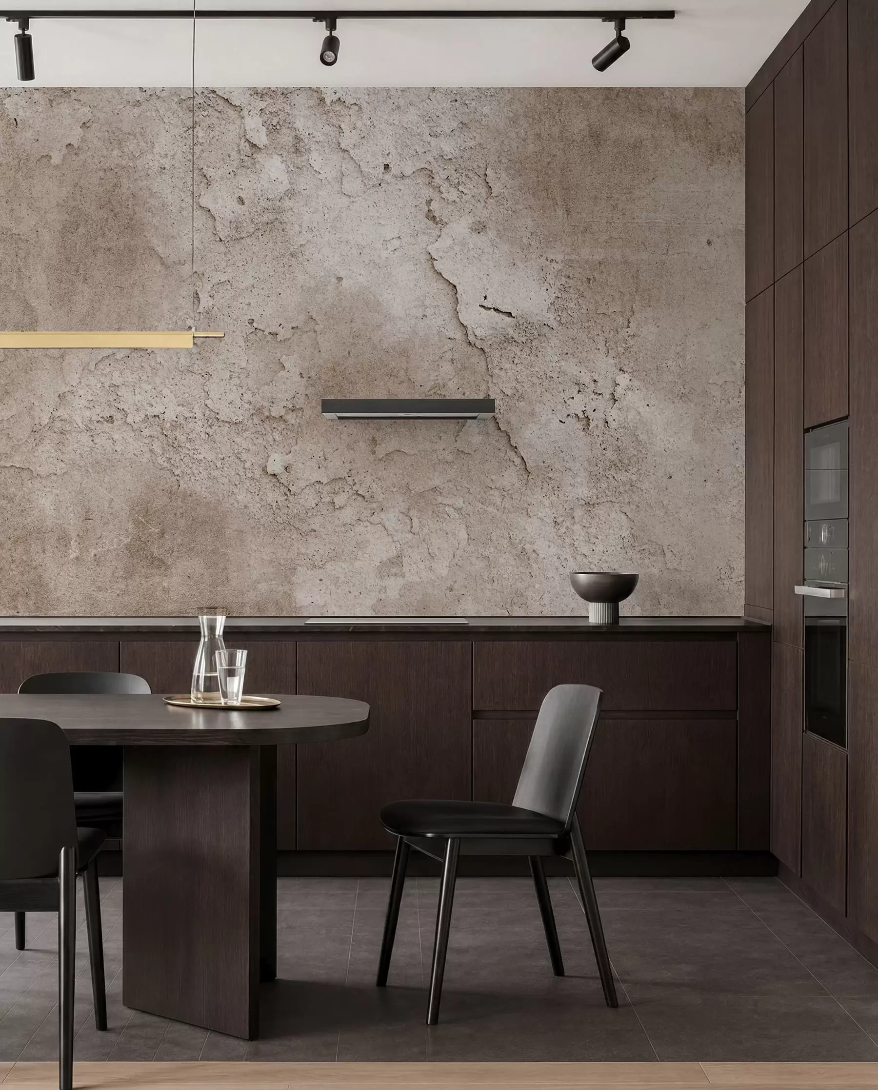wall murals Brown concrete wall with rough edges u97237