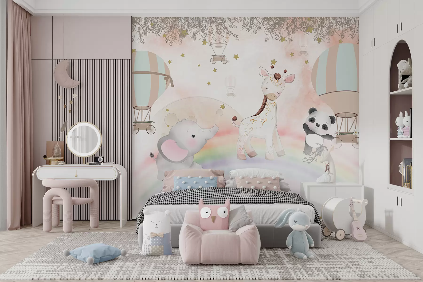 wall murals Wallpaper design with cute animals for a children's room u97008