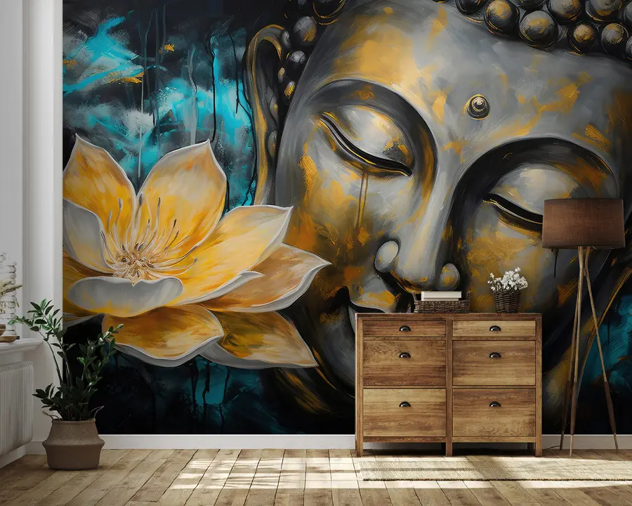 wall murals Lotus flower and Buddha u96961