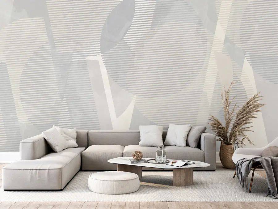 wall murals Geometric abstraction on a marble background in pastel colors u95373